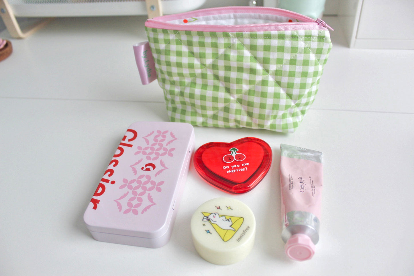 Standing Pouch - Green Gingham