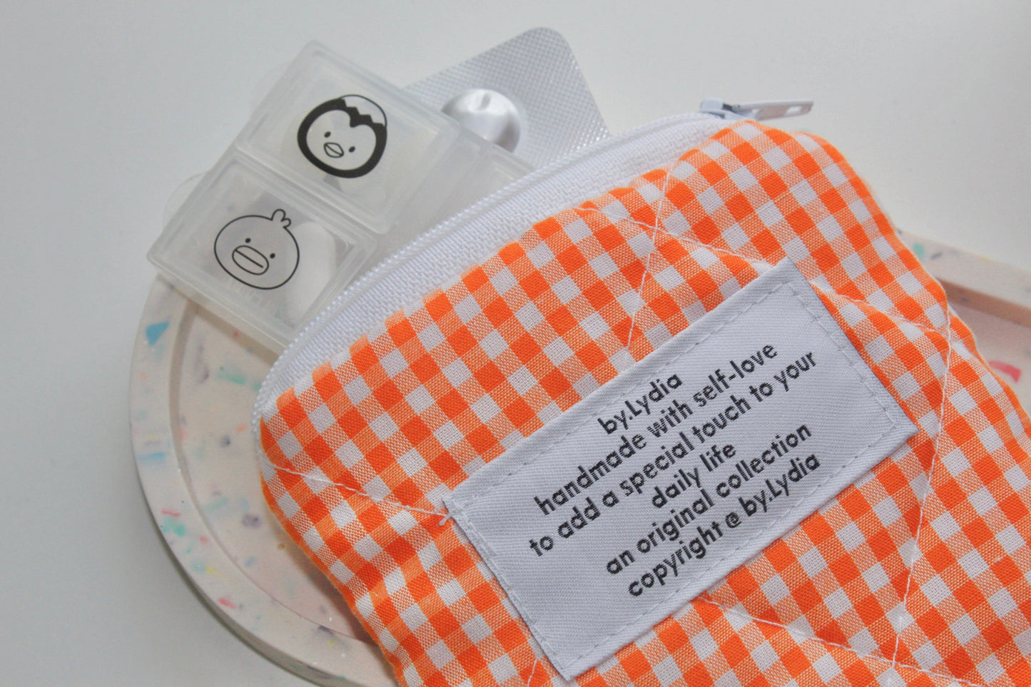 Mini Pouch - Orange Gingham