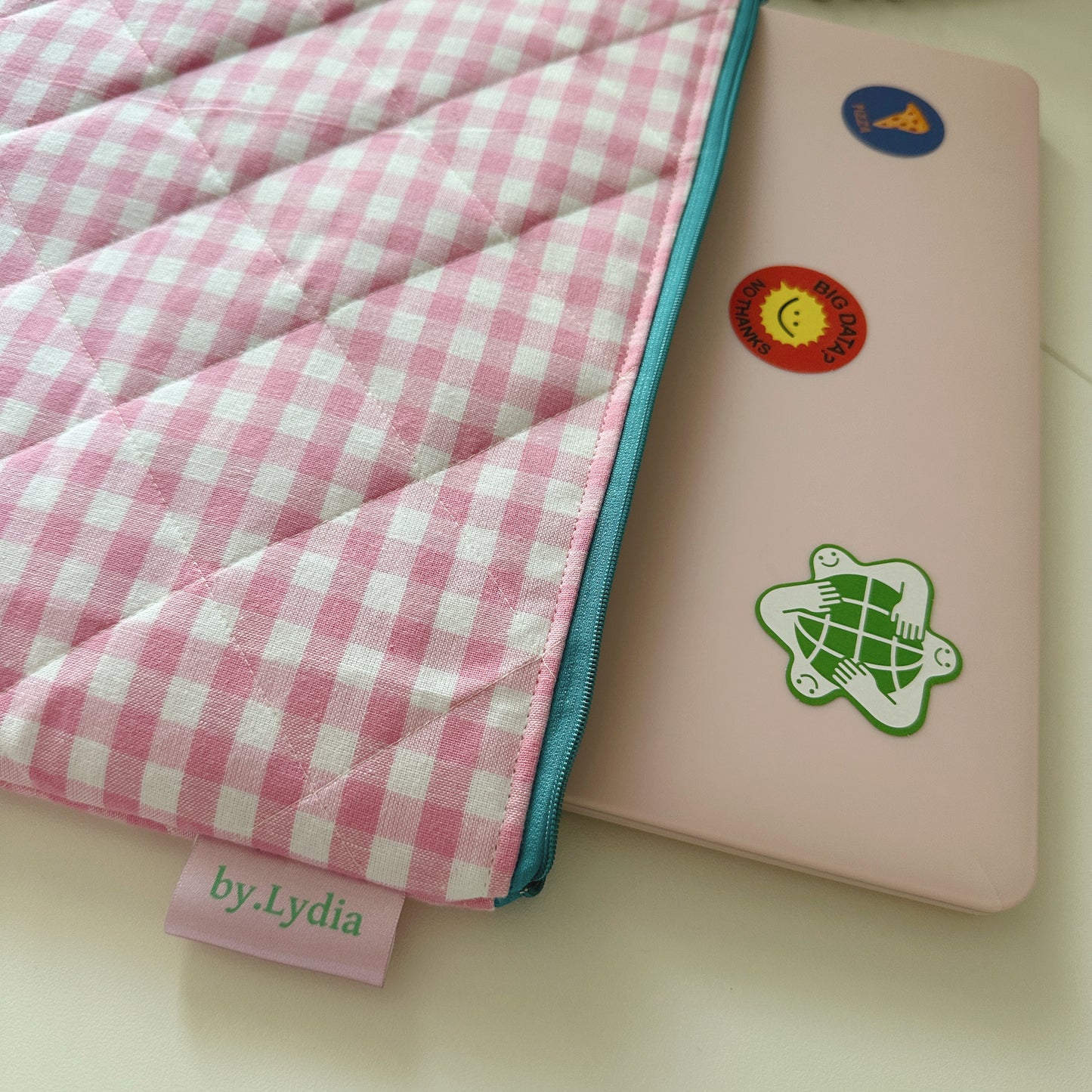 13" Laptop Pouch - Pink Gingham