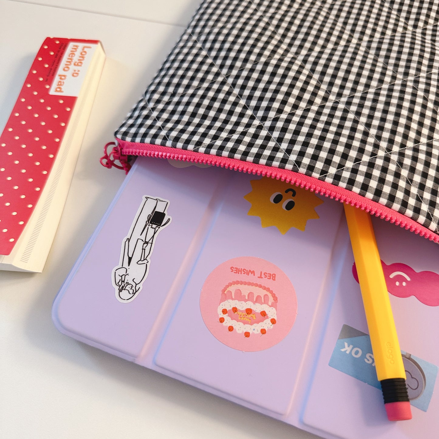 11" iPad Pouch - Black Gingham