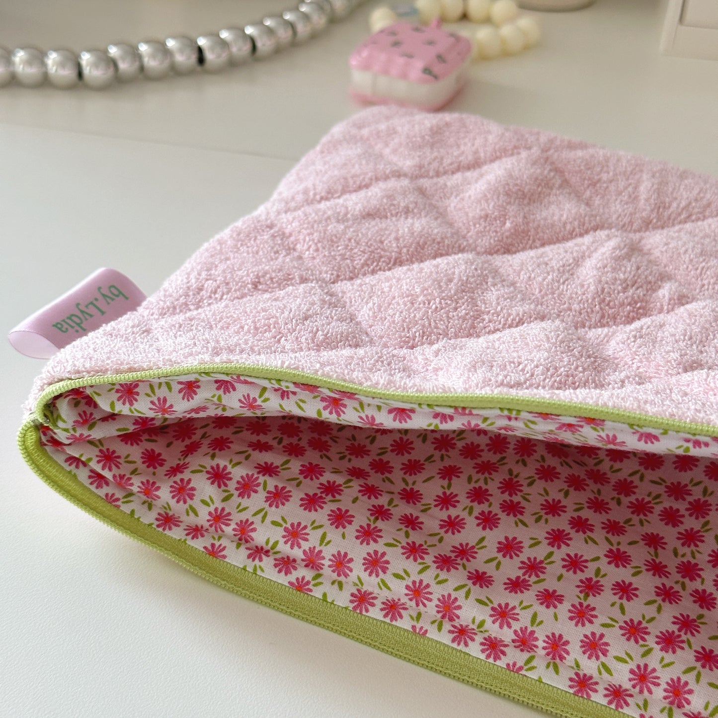 13" Laptop Pouch - Pink Terry