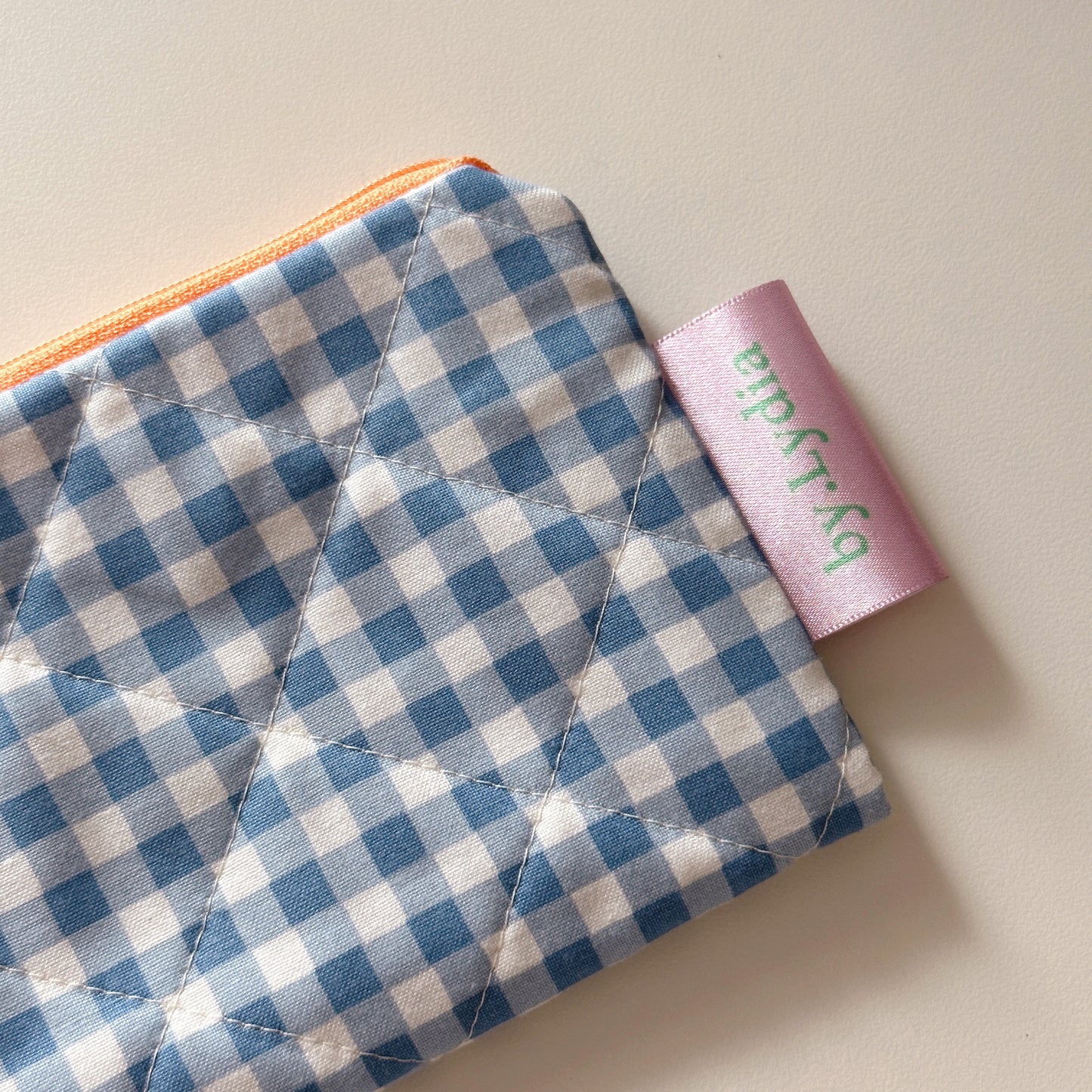 Small Flat Pouch - Blue Gingham