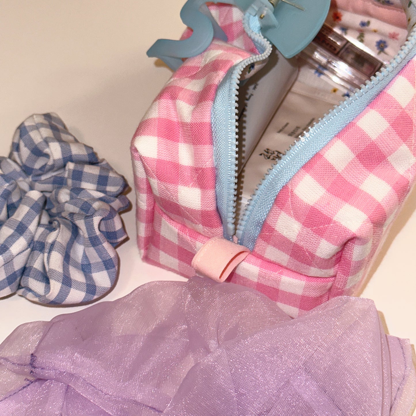 Boxy Pouch - Pink Gingham