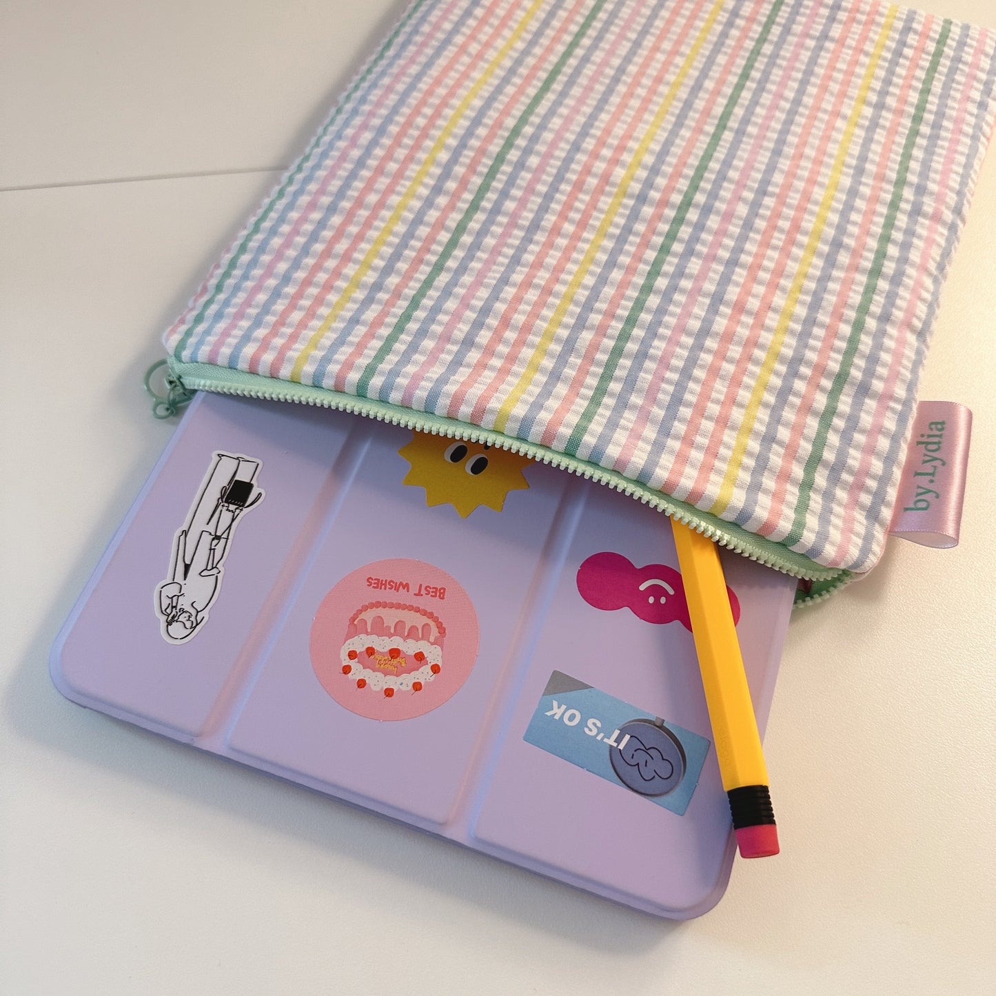 11" iPad Pouch - Summer Stripe/Green