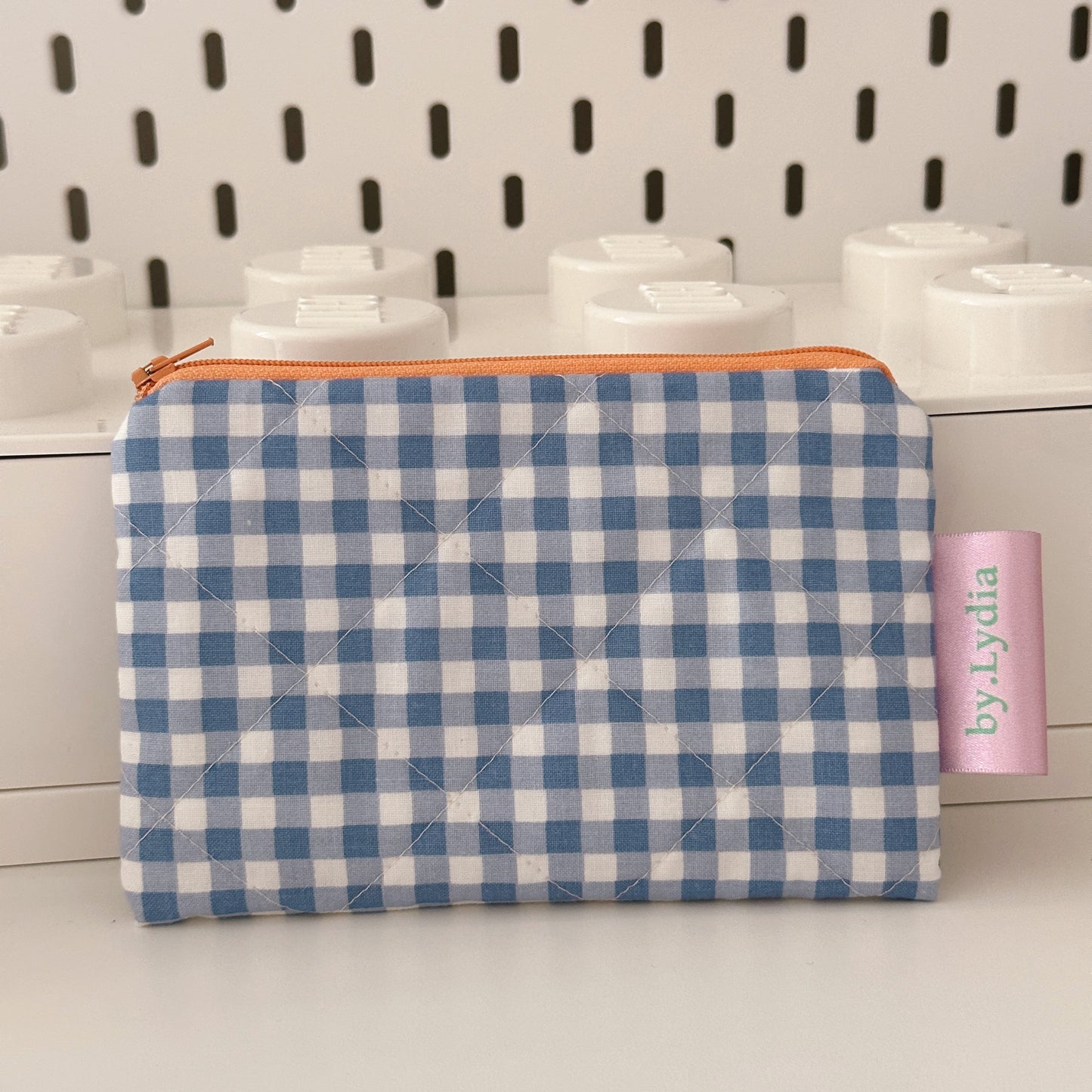 Small Flat Pouch - Blue Gingham