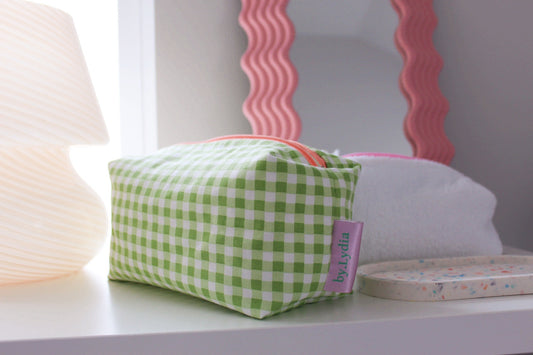 XL Boxy Pouch - Green Gingham