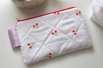 Small Flat Pouch - Cherry Cotton