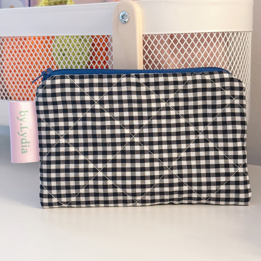 Small Flat Pouch - Black Gingham